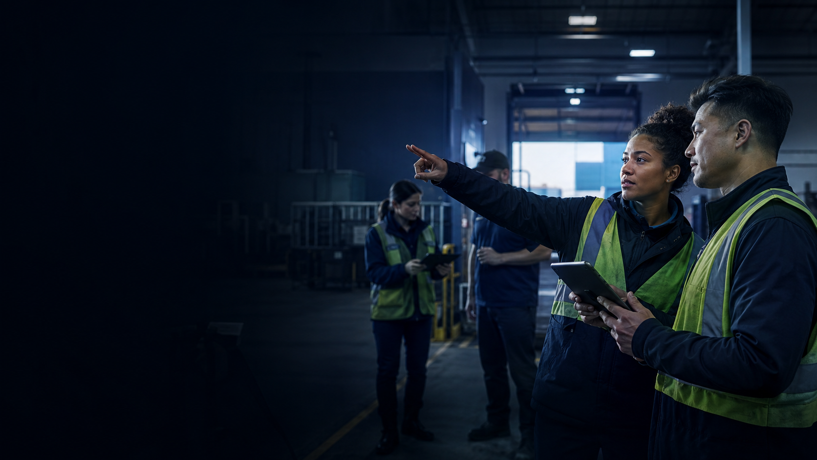 Frontline operations team collaborating with digital tools